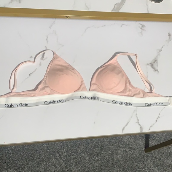 Calvin Klein Triangle Bralette in Nymphs Thigh - Picture 3 of 5